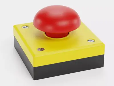 Emergency Button V1 - Stop Switch Industrial Safety Control 3D model