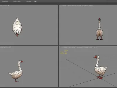 Cartoon white goose Low-poly 3D model