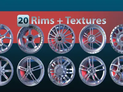 25 Rims And Tires  Vol-00 Game Ready Low-poly 3D model