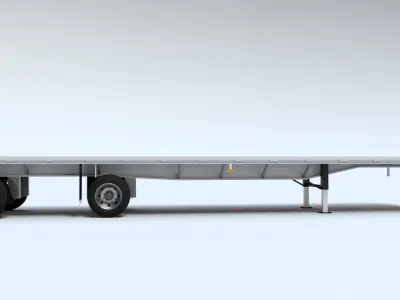 Flat Bed Trailer for a DAF XF Truck Low-poly 3D model