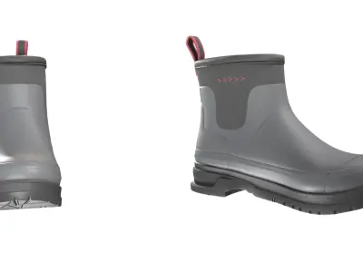 Grey Short Rubber Boots 3D model