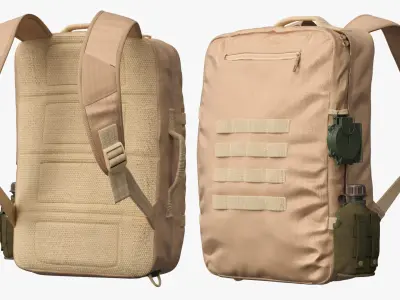  Military Survival Pack with Compass and Flask Green 