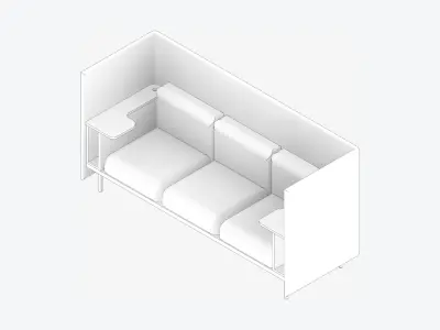Sofa - Contemporary - Flame - - Work Shelf - Leftand Right Low-poly 3D model