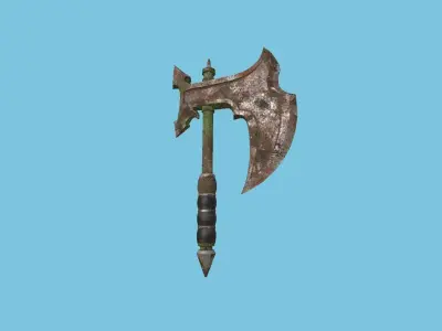 Medieval Battle Axe 06 Destroyed Rust Old - Fantasy Weaponry Low-poly 3D model