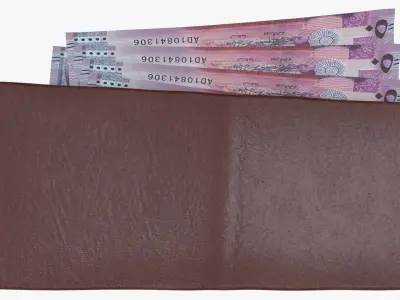Jordan 50 Dinars Wallet Money Purse 3D model