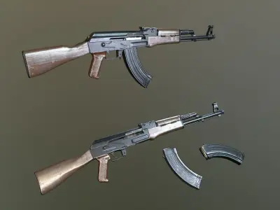 AK 47 Rifle Low-poly 3D model