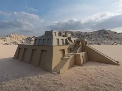 Zigurat ancient pyramid-Ziggurat Temple 3D model 5