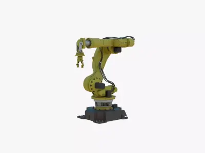 Industrial Robot Arm Yellow Rusty Low-poly 3D model