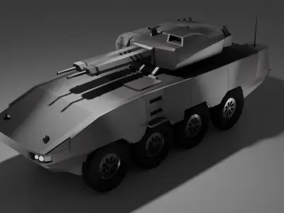 APC With Twin-Barrel Cannon Low-poly 3D model