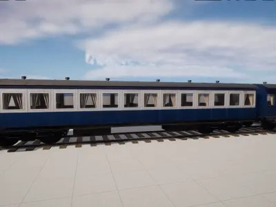 Passenger wagon  with interior Low-poly 3D model