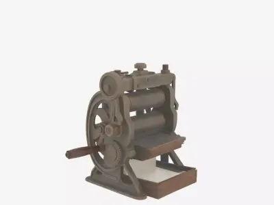 Vintage 3D Bank Note Press Machine Detailed Roller Assembly 3D model