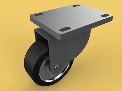 SWIVEL CASTERS RUBBER WHEELS STEEL TOP PLATE BALL BEARINGS  3D model
