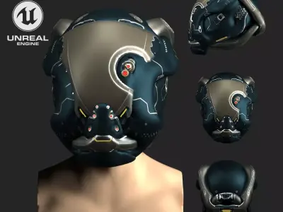 SCIFI HELMET 06 - 3D Asset Game Model PBR Mid-poly 3D model Free low-poly 3D model