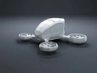 LowPoly Flying Drone Car Low-poly 3D model