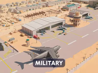 Military Desert Low-poly 3D model