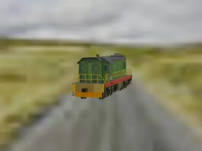 train in grass Low-poly 3D model