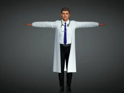 Doctor Realistic  and Rigged Character Game Ready  3D model