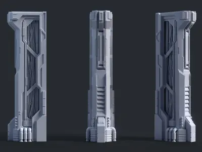 Sci-Fi Parts Kit Pack Vol 02 B-PBR Low-poly 3D model
