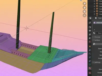 Ship pirate boat Low-poly 3D model