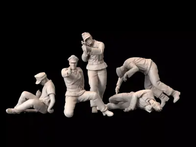 WW2 German Tank Crew STL  WWII Soldier Figures for Diorama  3D print model