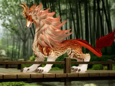 Divine Wolf B2 Free low-poly 3D model