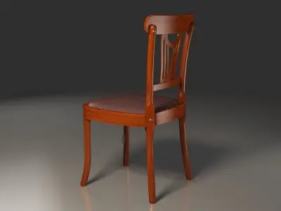 Leather seat wooden Retro chair hobnailed 3D model