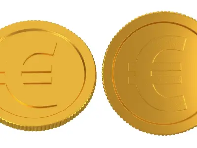 Euro Gold Coin 01 3D model