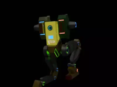 Voxel Mech Low-poly 3D model