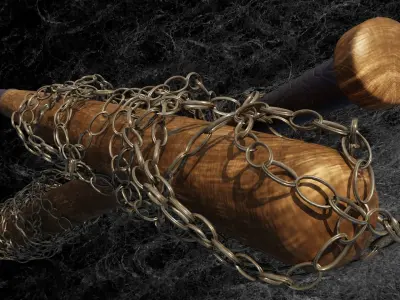 POST APOCALYPTIC MELEE WEAPON CHAINED BAT Low-poly 3D model