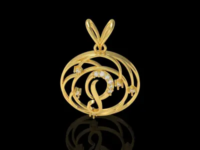 Alphabet P Diamond Pendant 3D print model