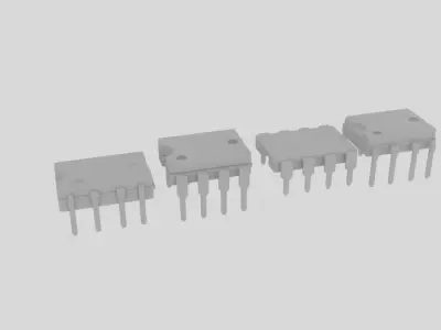 555 Timer Signetics NE555N  Low-poly 3D model