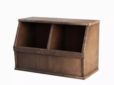 Wooden Storage Bin Set Low-poly 3D model