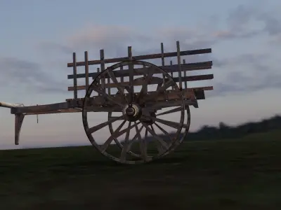 Bullock cart -ancient hand made  3D model