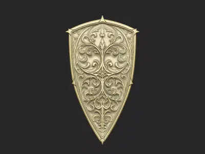 detail shield design floral roman badge medal crest war milling 3D print model