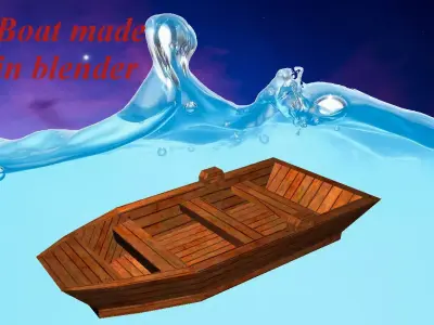 wooden plank boat Low-poly 3D model