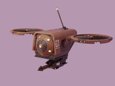 Sci-fi rust drone Low-poly 3D model