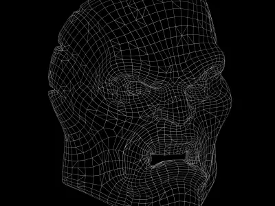 Giant Beast Mask Green Skin Texture with Glowing Eyes 3D model