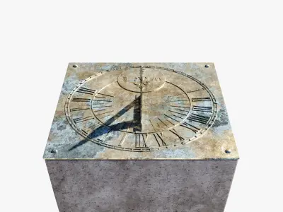 Brass Sundial And Concrete Plinth 3D model