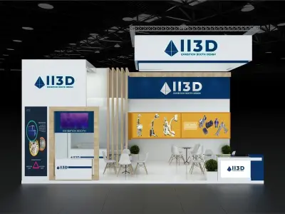 Exhibition Stand Stall Two Side Open 8X6 3D model