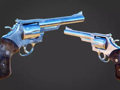 Revolver Magnum Low-poly 3D model