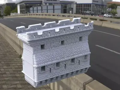 Medieval wall part 3D model