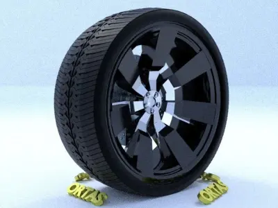 ORTAS CAR RIM 13 GAME READY RIM TIRE AND DISC 3D model