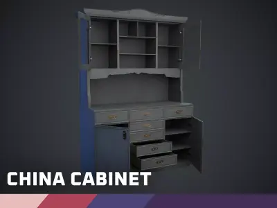 China Cabinet Low-poly 3D model