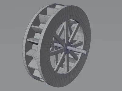 Stylized Watermill With Pan - Rigged and Animated Low-poly 3D model