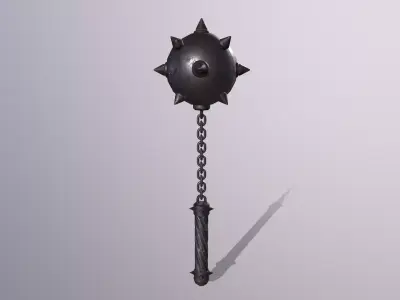 hammer 3 metal hook with chain Low-poly 3D model