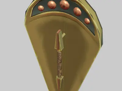 Stylized Brass and Steel Kite Shield Low-poly 3D model