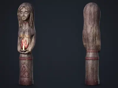 Wooden Totem 1 Low-poly 3D model
