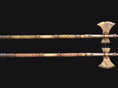 Medieval Weapons Halberd Polearm Axe Low-poly 3D model