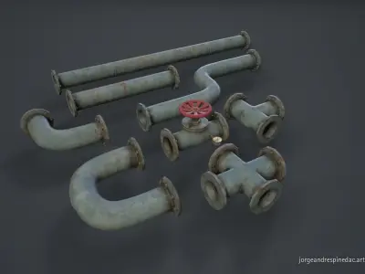Pipes Pack  - Modular Set - Game Ready Low-poly 3D model