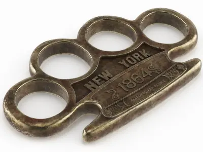 Vintage Brass Knuckles Metropolitan Police 1864 Brass Old 3D model